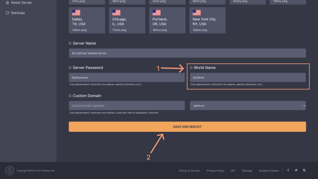 DatHost world name setting