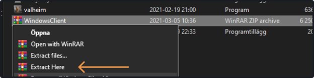 Windows extract menu