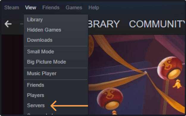 Steam view menu